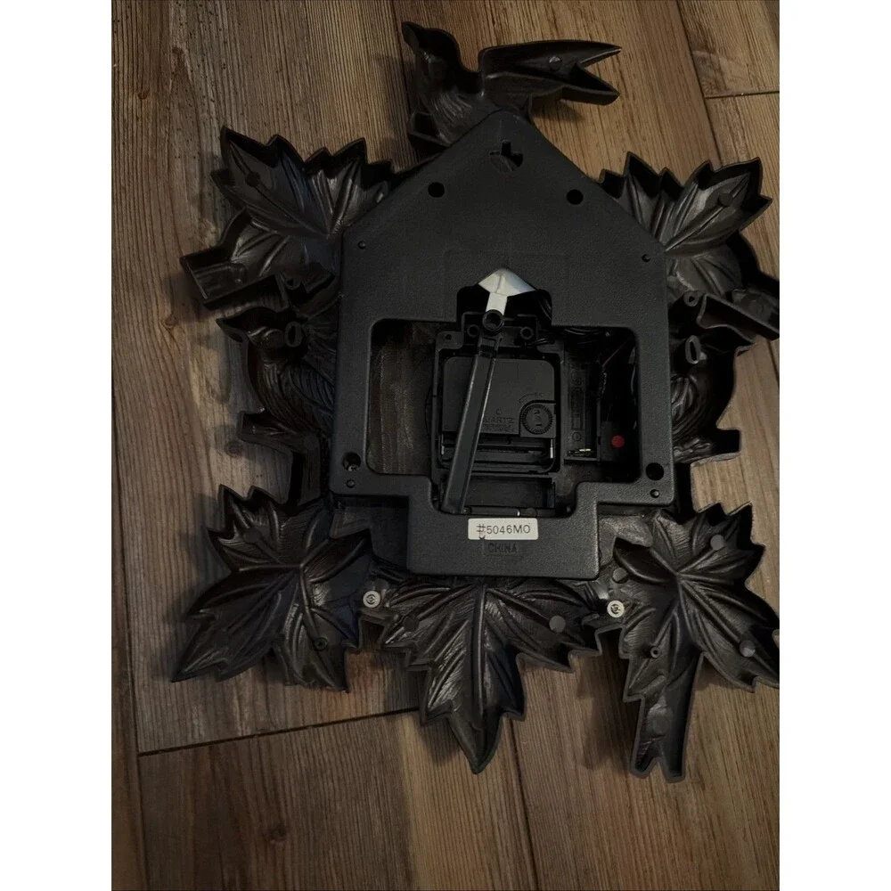 Vintage Telesonic Plastic Cuckoo Clock- Black. Parts Only! Excellent Body Cond.